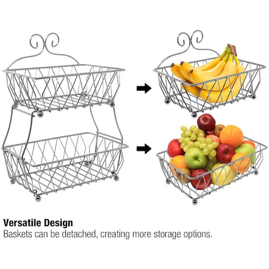 Sorbus 16" 2-Tier Wire Basket Stand